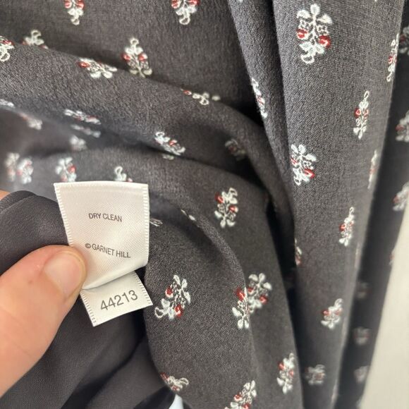 Garnet Hill XS Midi Skirt Gray Floral Pockets Elastic Waist Boho Sustainable - Picture 9 of 12